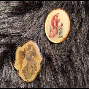 Lot of two vintage religious breast pins tac pins